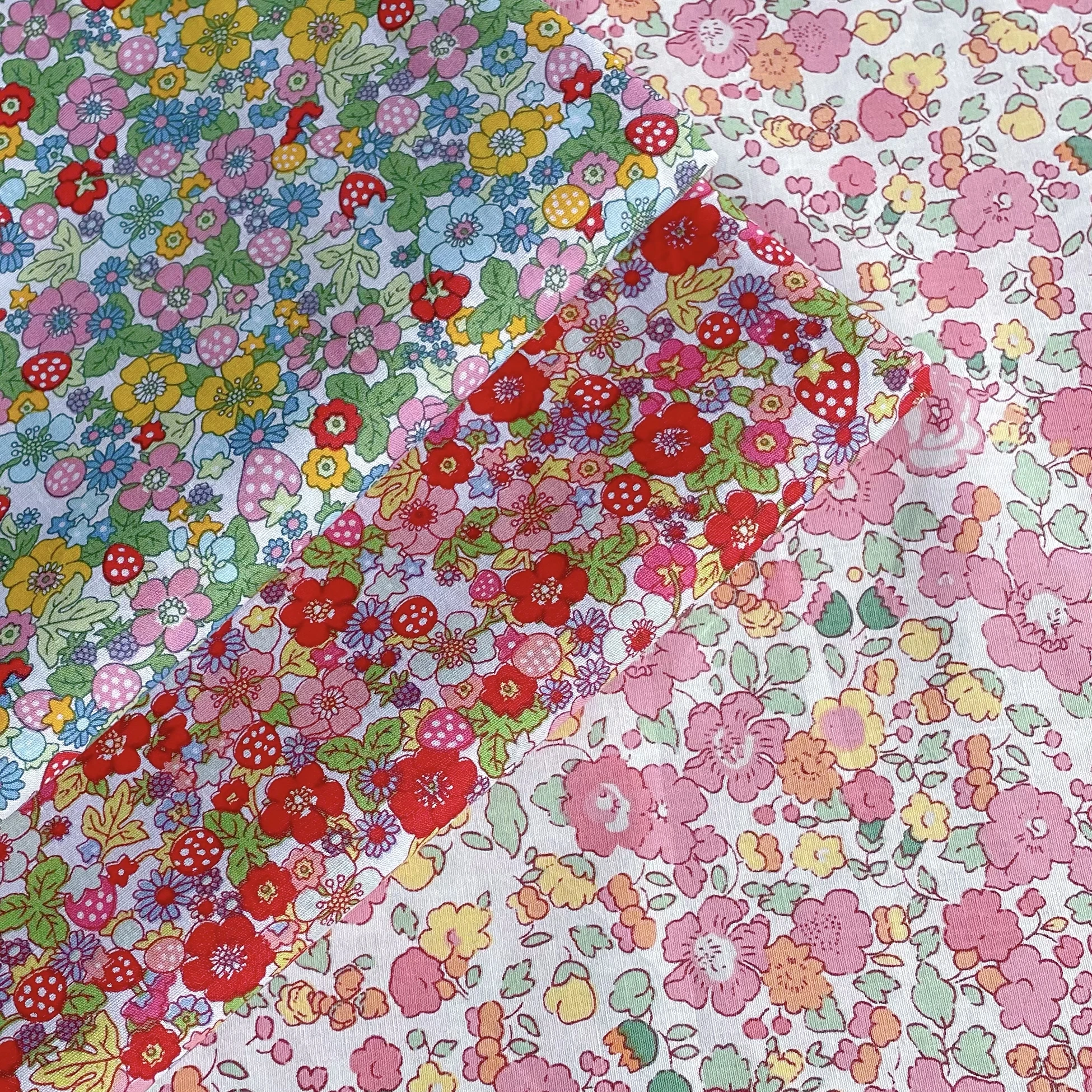 Strawberry Fruit Floral 100% Cotton 40S Liberty Fabric Digital Printing for Sewing Cloth Dresses Skirt Kids Baby Designer