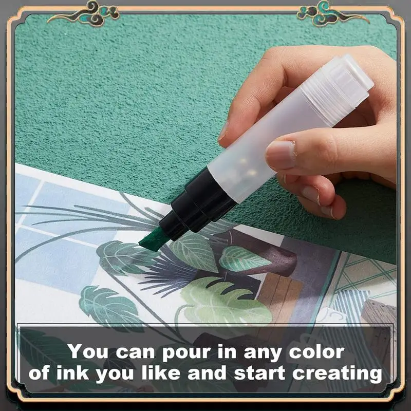 ASMA-مجموعة مكونة من 14 قلم طلاء فارغ قابل للتعبئة، قلم طلاء قابل لإعادة الملء، علامات فارغة شفافة، أنبوب طلاء فارغ #6