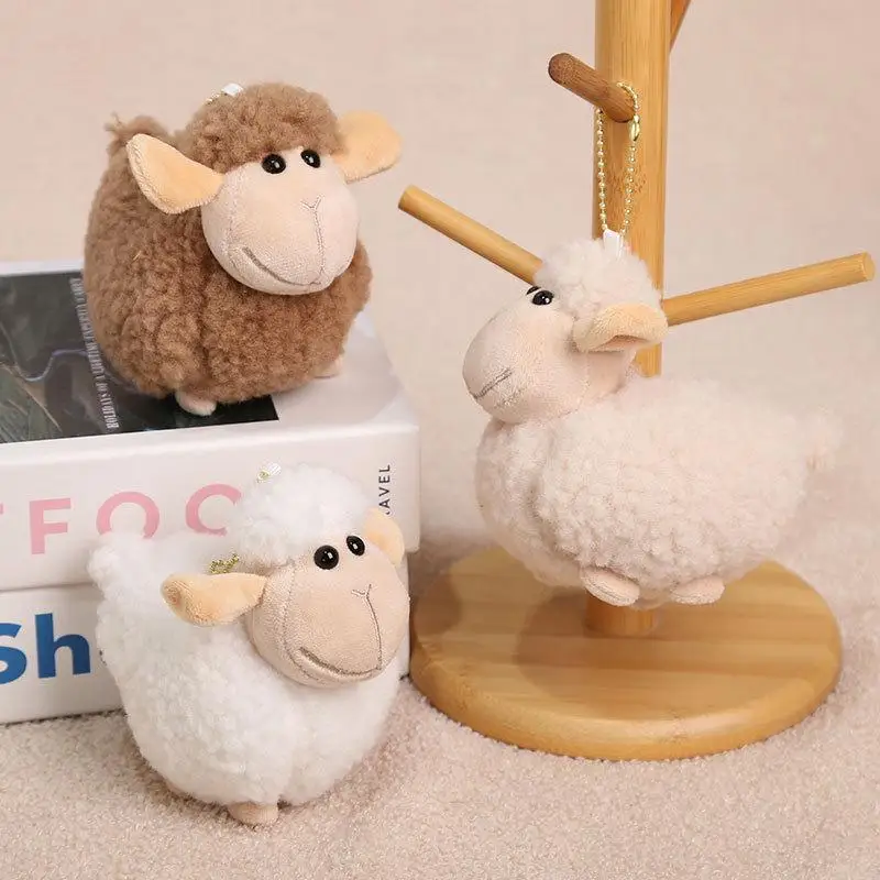 Weicher, flauschiger Schaf-Plüsch-Anhänger, bezauberndes Aussehen, sanfte Haptik, tolle Taschendekoration, Geschenk für Kinder und Freunde. – Detail 1
