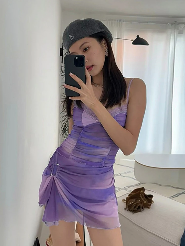 

Women Purple Two Piece Sets 90s Vintage Sleeveless Crop Top with Mini Skirt Vintage Y2k Skirts Sets Elegant 2000s Clothes 2024