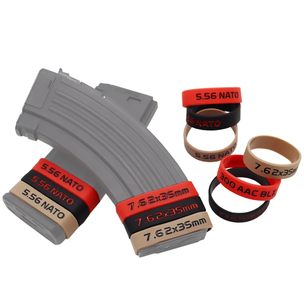 4Pcs/Lot Magazine Marking Band Tactical Airsoft Rifle Mag Elastic Rubber Ring For 5.56 Nato 7.62x35mm Hunting Accessories