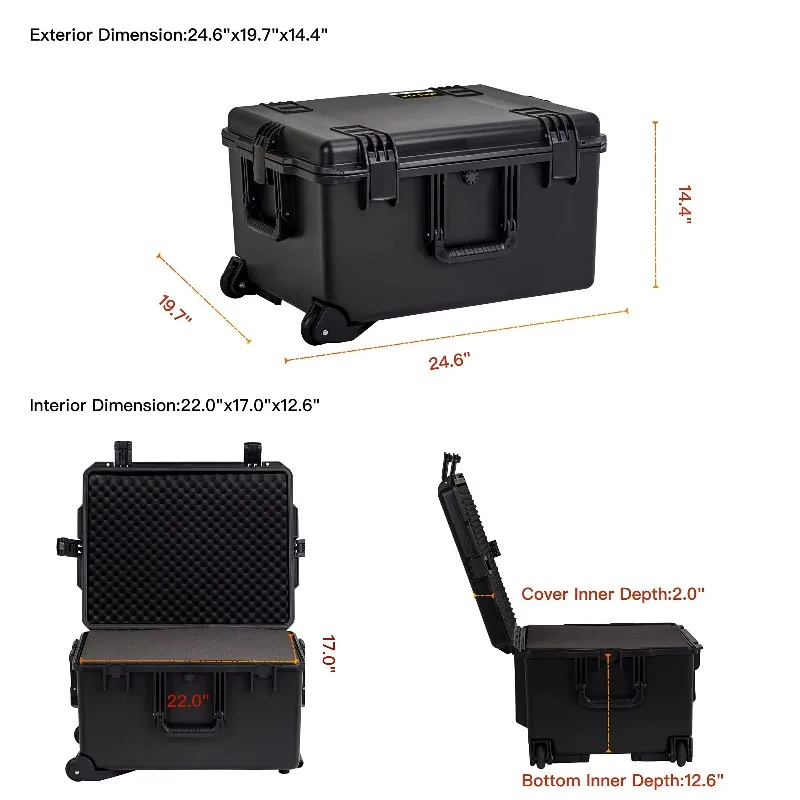 

MJ-2750 China Manufacturer Promotional Online Shopping Durable Storage Case 625Lx500Wx366Hmm Plastic Tool Box Foam With Wheels