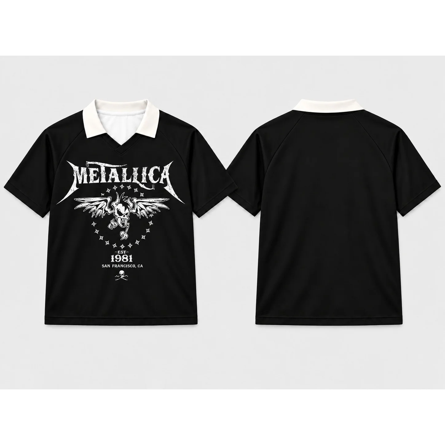 Metallica Original Scary Guy Print Polo T-shirt EST 1981 Heavy Metal Band Unisex Street Casual Summer Short Sleeve Jersey