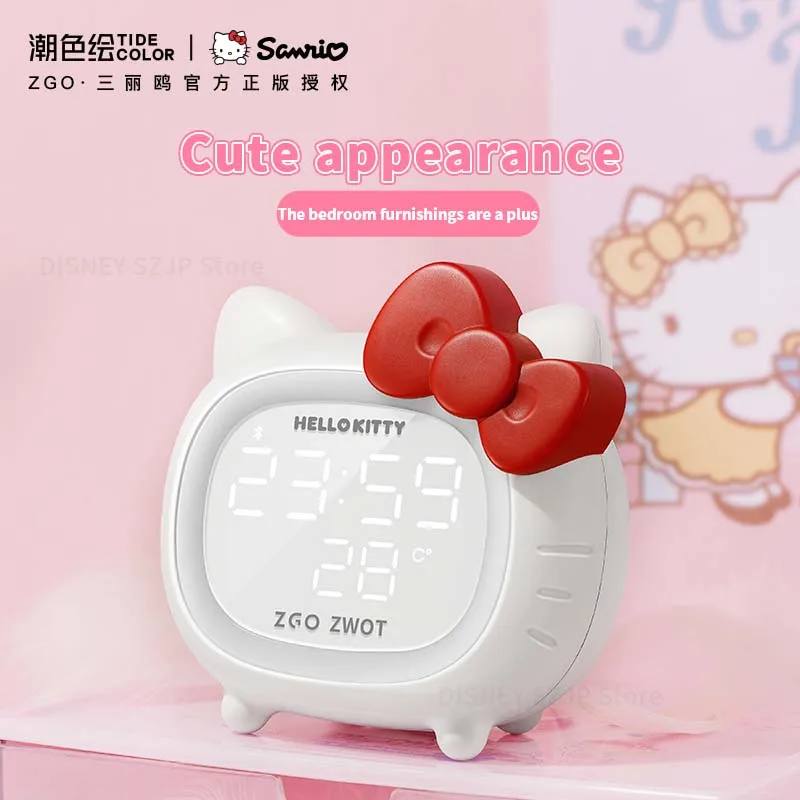 Sanrio ZGH-096 Bluetooth Speakers HelloKitty Kids Smart Alarm Clock LED Atmosphere Light Multi-Function KT Cat Speakers Gifts