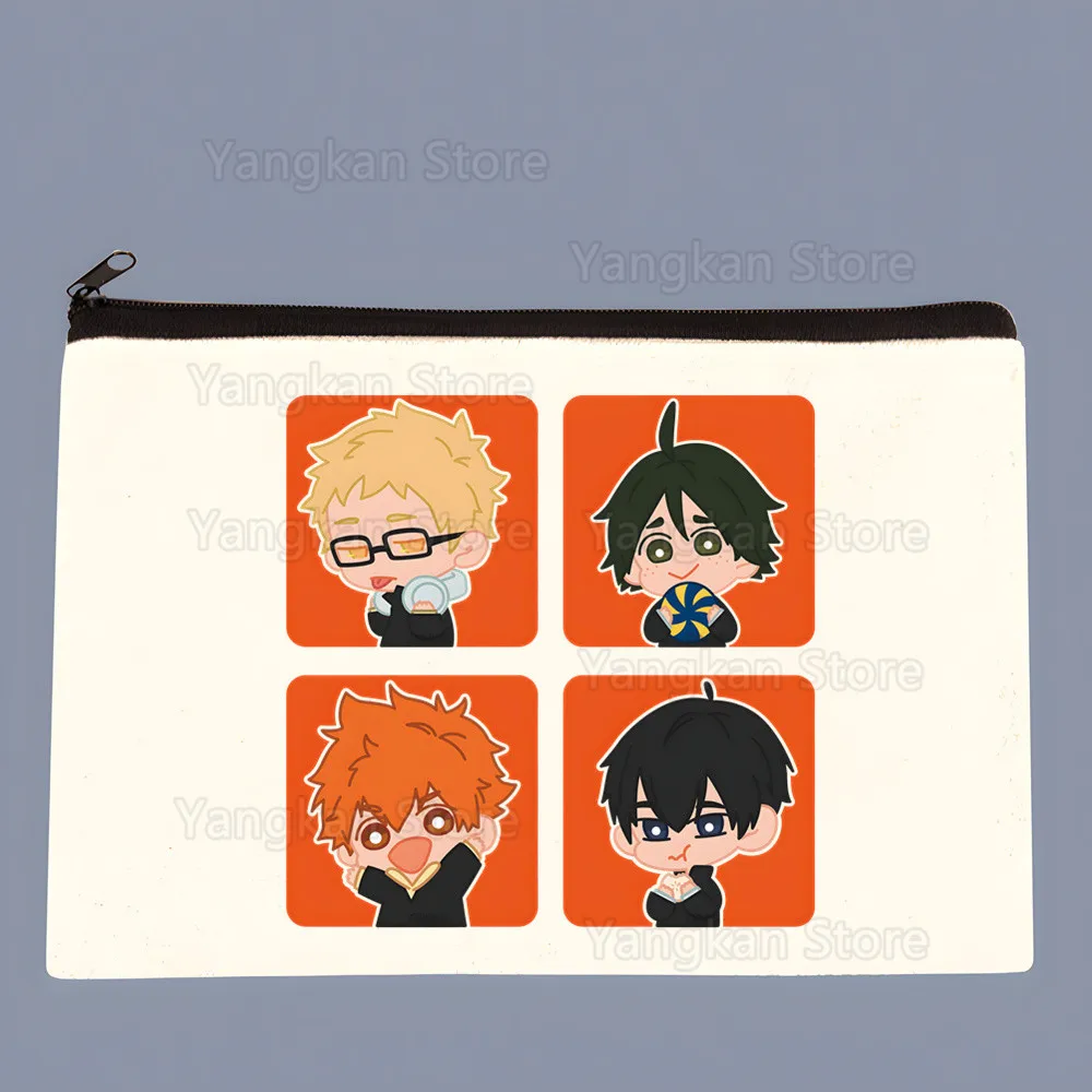 أنيمي الكرة الطائرة Haikyuu قماش كيس التخزين متعددة الوظائف حقيبة مستحضرات التجميل سستة مقلمة للطلاب DIY بها بنفسك