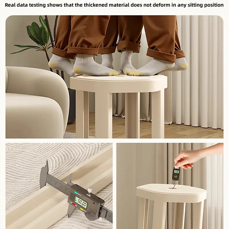 Modern Round Plastic Stool Thickened Foldable Stackable Footrest Multifunctional Living Room Seat Home Use Durable Design