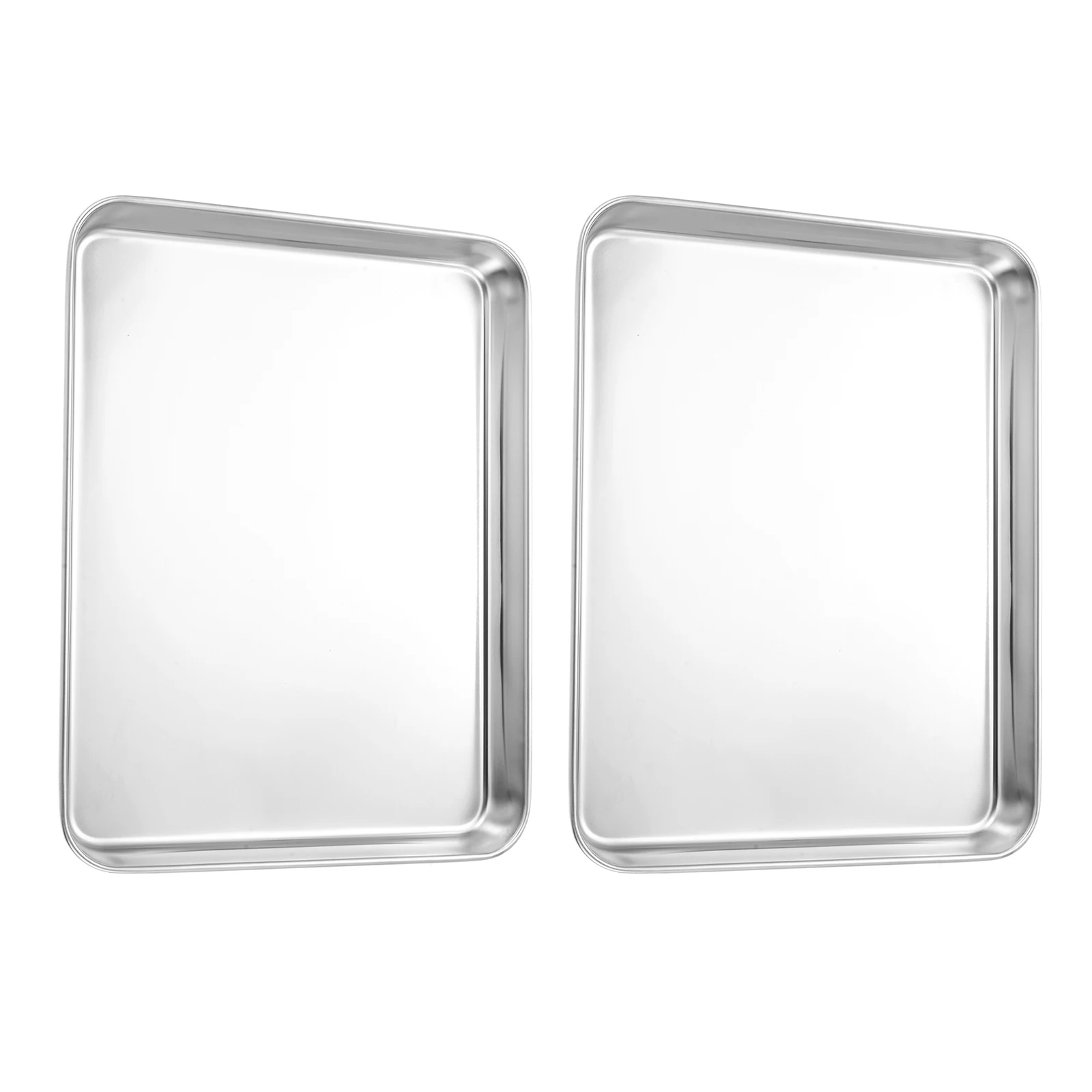 2Pcs Cooking Tray Size 12.4x9.6x1 Inch Nonstick Dishwasher Safe Bakeware for Oven Heavy Duty Mirror Stainless Steel Accessories