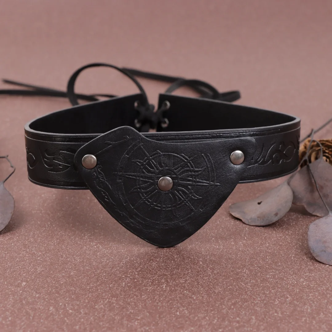 Mittelalterliche geprägte Piraten-Augenklappe, Vintage-Augenmaske aus Kunstleder, Wikinger-Zubehör, Renaissance-Augenabdeckung, Cosplay – Detail 6