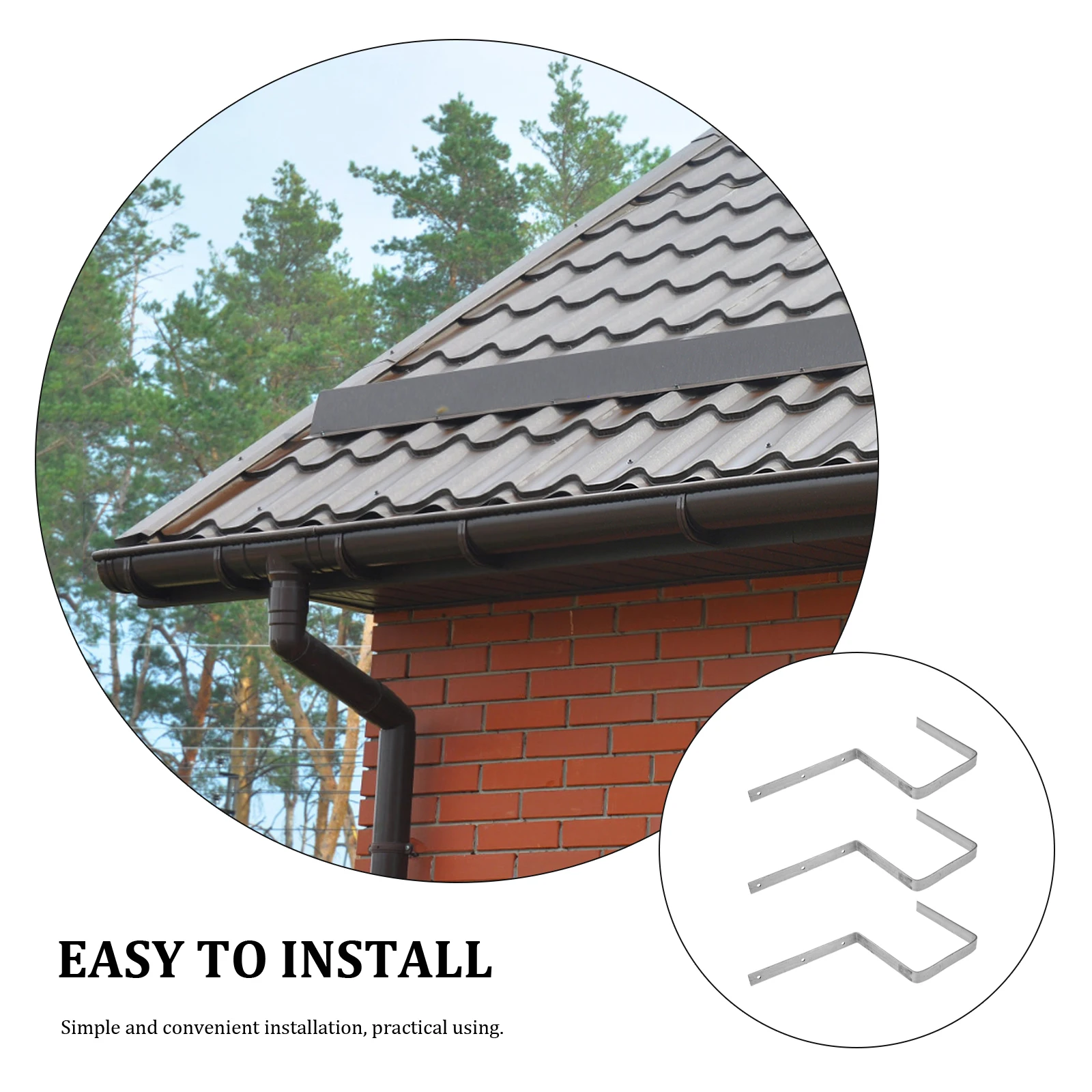 3 pçs suportes de calha de ferro resistente suportes de calha de telhado montagens de metal suporte à prova de intempéries para drenagem de água confiável