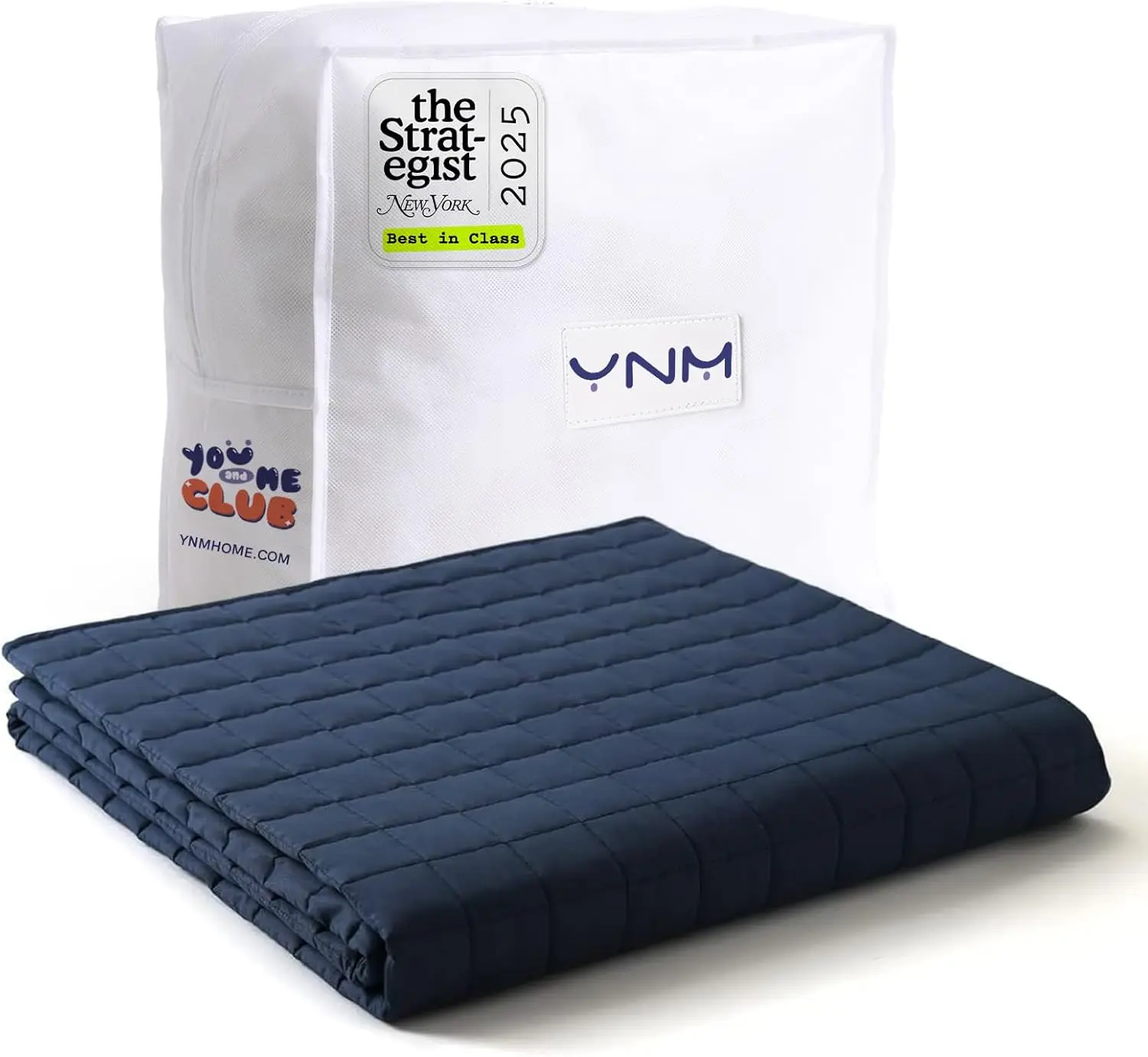 

Weighted Blanket for Adults, 15lb Cotton with Glass Beads, Twin/Full Size 48x72in, Navy Blue Bedding for Calm Sleep