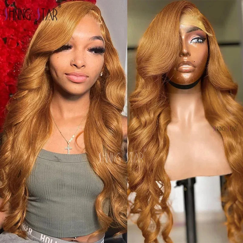 Body Wave 13X4 Lace Frontal Wig Colored Ginger Blonde Hd Transparent 30 32