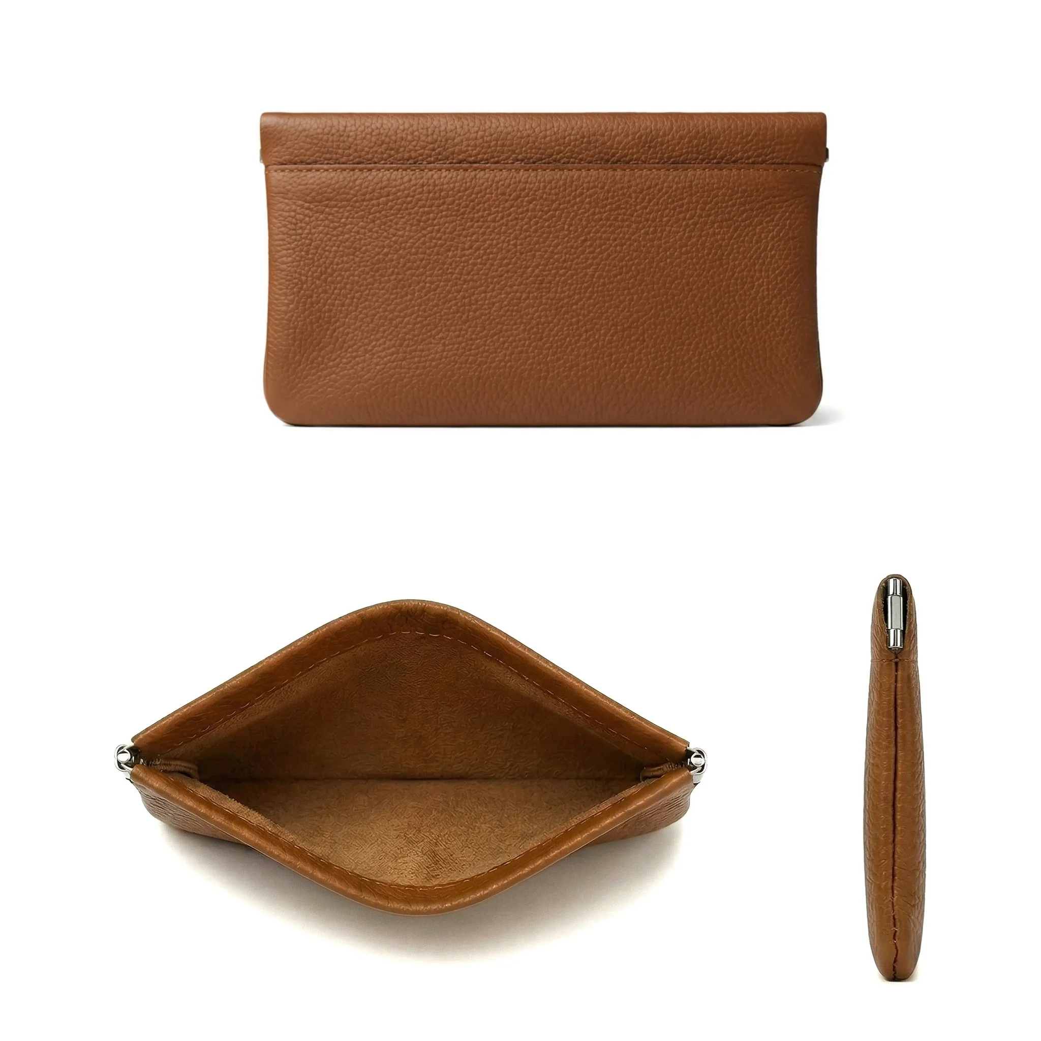 Pomelo Best Litchi Grain Leather Magnetische Schnapptasche für Damen und Herren, große Geldbörse