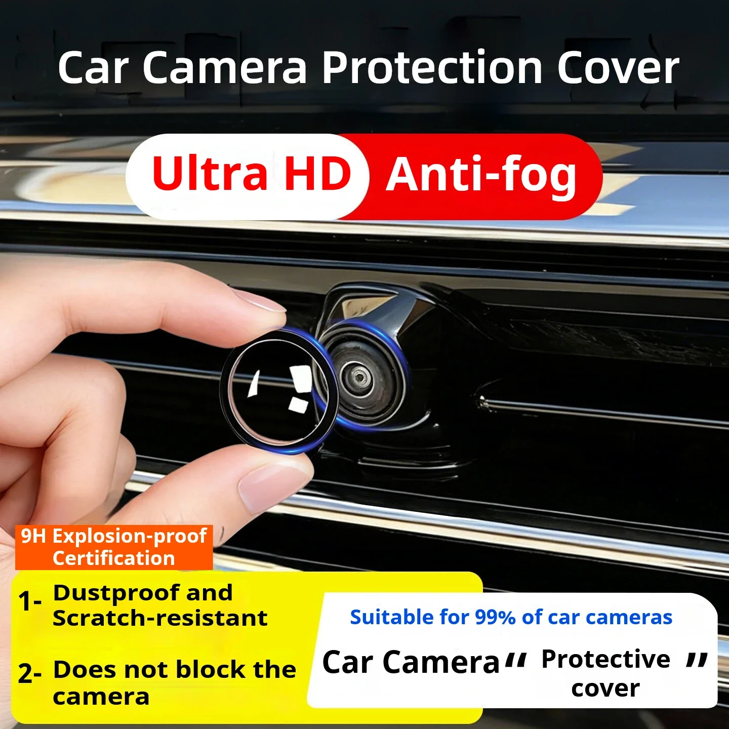 Car Camera Lens Transparent Protector Cover Universal Front Bumper Camera 360° All-Round Lens Guard PC Lens Protector Cover Kit