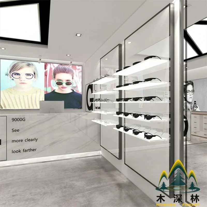 custom.Light Luxury Optical Store Display Stand Glasses Display Counter showcase Design and Custom Whole Shop Furniture Eye