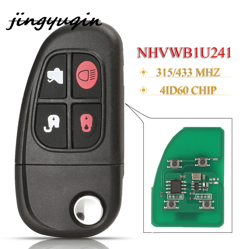 jingyuqin 4 Buttons Smart Remote Car Key Fob 315/433mhz 4d60 Chip For Jaguar X-Type S-Type 1999-2009 XJ XJR 2002-2008 NHVWB1U241