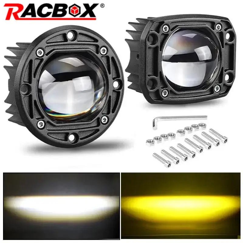 3 Inch 8D Lens Led Work Light 6000K White 3500K Yellow Flush Mount Driving Light Fog Lights for Car Truck Off Road 4x4 12V 24V