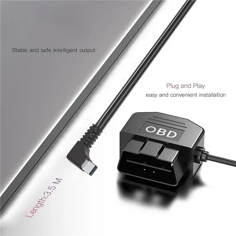 AB56-4X Dash Cam OBD Hardwire Kit,Dash Camera USB Type C Hardwire Kit With OBD Power Cable For Dashcam 12-24V To 5V/3A view 4