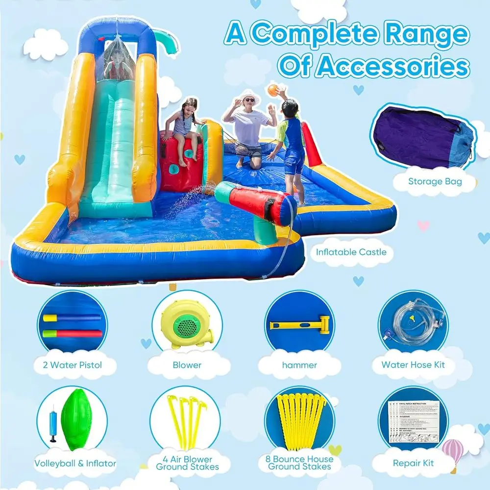 Maison de rebond, château gonflable avec toboggan pour intérieur/extérieur, château Iatable avec mur d'escalade, souffleur d'air, piscine d'eau pour enfants, 203