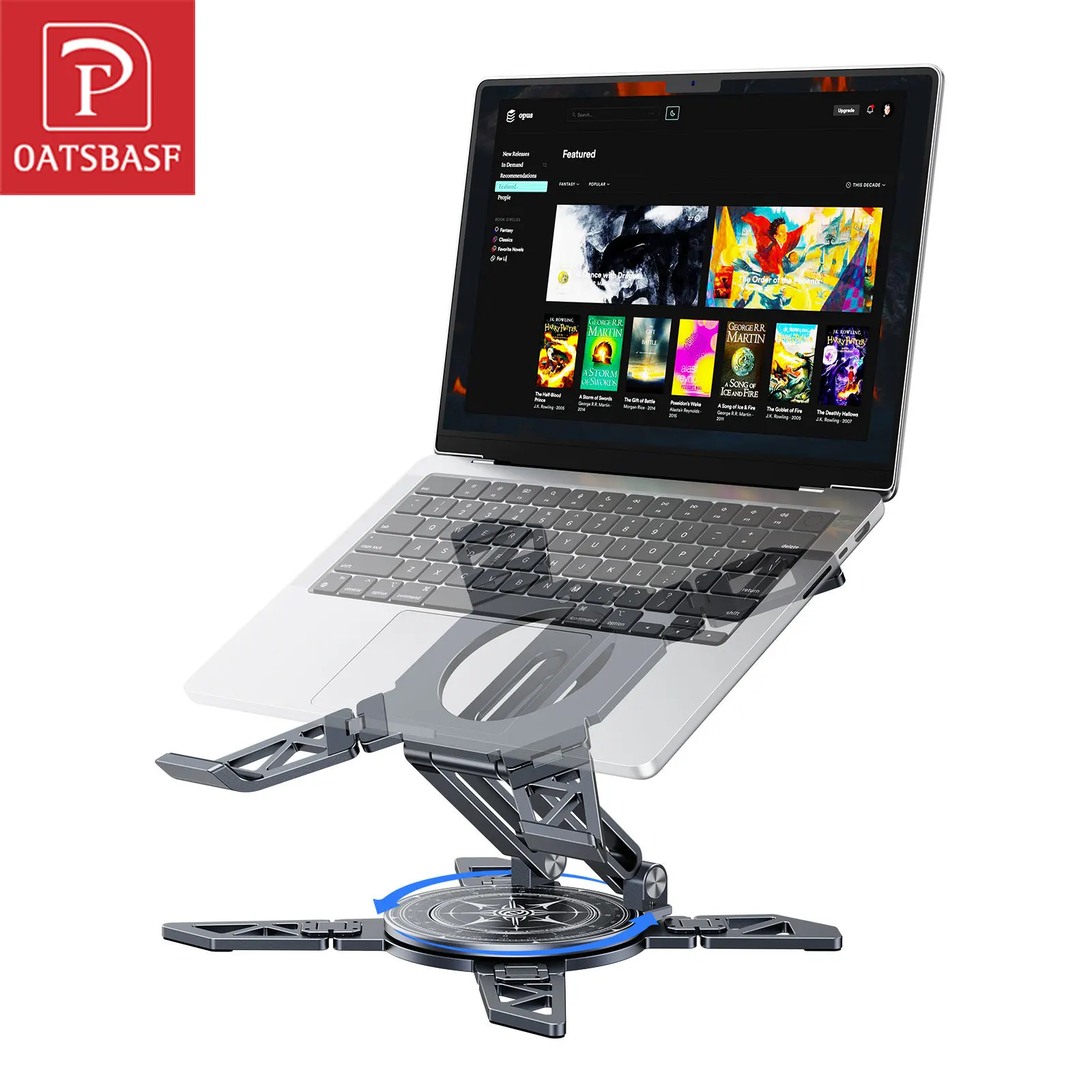 

Oatsbasf Foldable Stable Laptop Stand 360°Rotatable Portable Laptop Holder Height Adjustable for Universal 12-18" Laptop Tablets