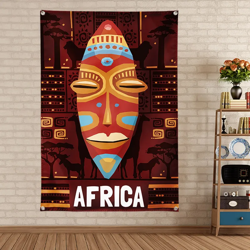 African Drum Music Tapestry Ethnic Style Percussion Instrument Home Decorative Wall Hanging for Bedroom & Living Room