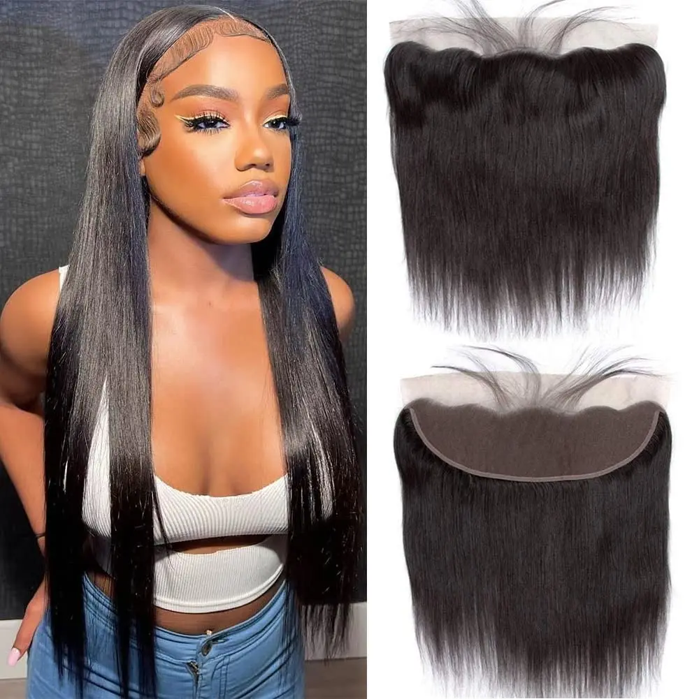 

SPARK 13*4 4*4 Transparent Lace Natural Black Straight Frontal Human Hair 100% Human Hair Extensions For Women Pre Plucked