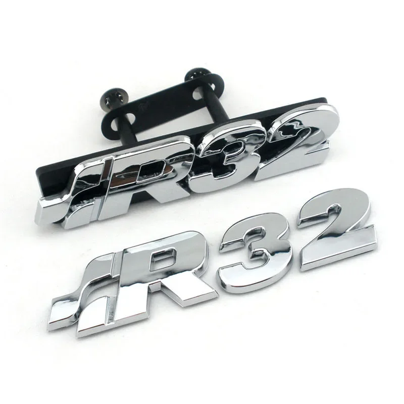 Golf R32 Emblema de insignia de rejilla delantera cromada Emblema de GOLF TDI R 3.2L V6 Logotipo de insignia de puerta trasera de maletero para Golf 4/5 (1997-2008)