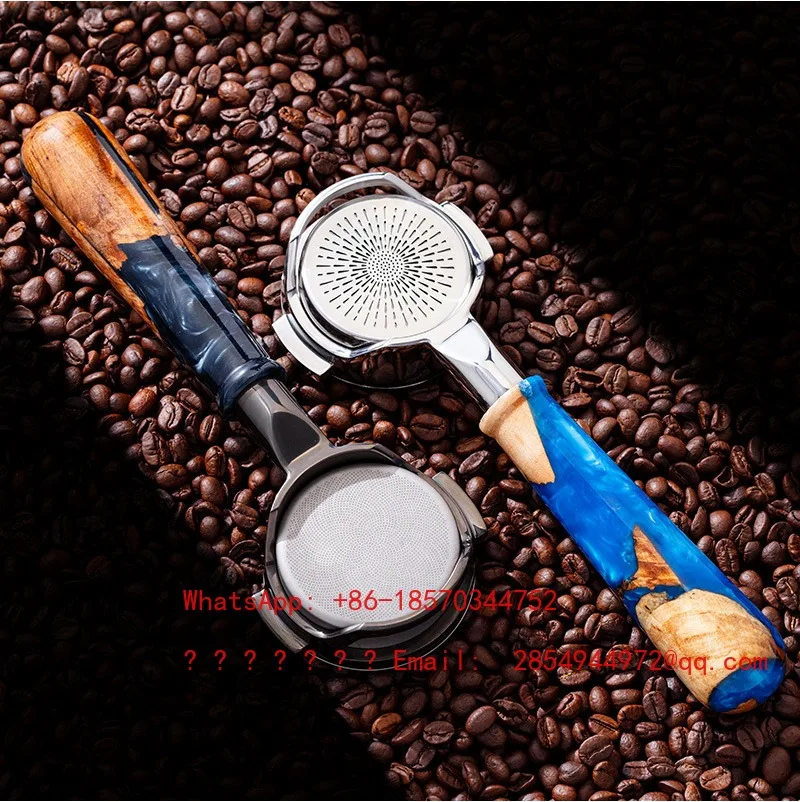 304 Stainless Steel Bottomless Coffee Portafilter Detachable Imitation Wood Handle Espresso Machine Accessory