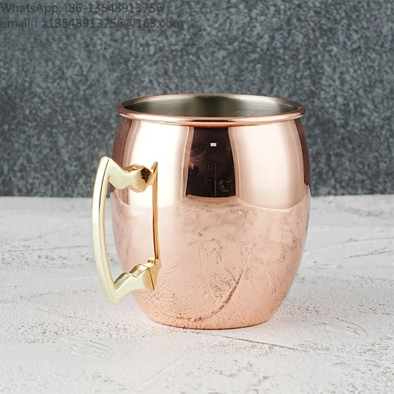 Hammered Copper Plated Moscow Mule Mug Stainless Steel Cocktail Metal Cup Bar Water Drinking Vessel