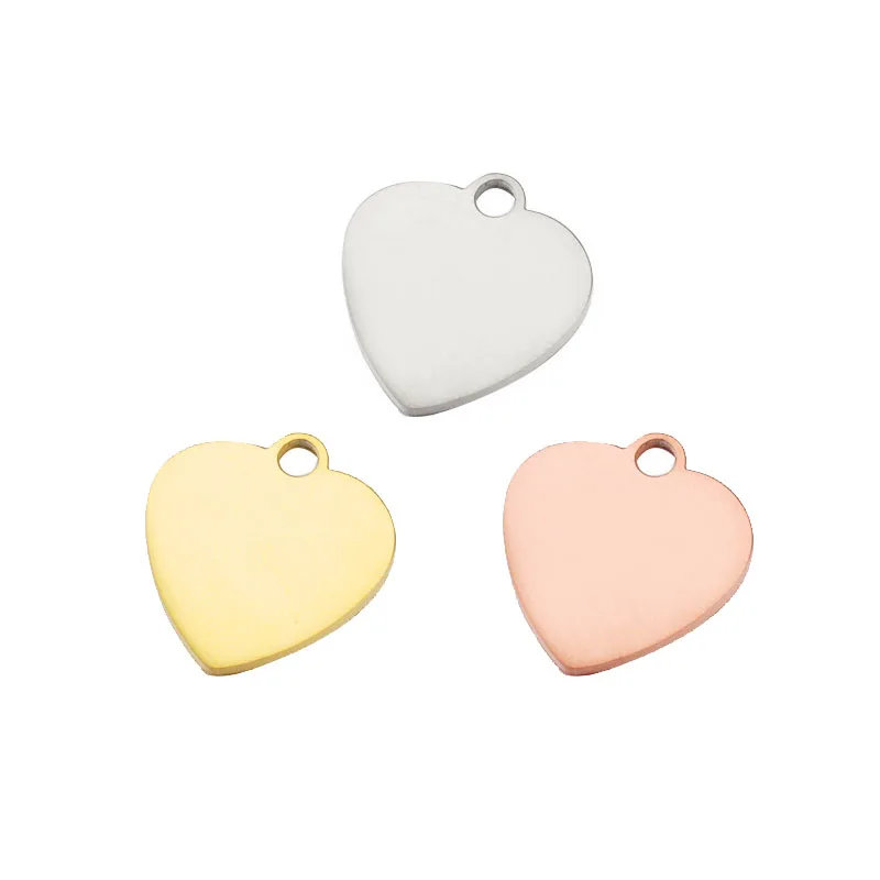 

10pcs/lot 16*17mm Heart Charm Tag Mirror Polish Stainless Steel DIY Blank Stamping Jewelry Making Findings