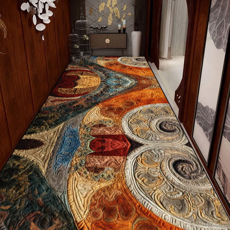 

Easy Clean Retro Long Corridor Carpet Living Room Non-slip Stairway Hallway Decoration Home Floor Mats Washable Runner Aisle Rug