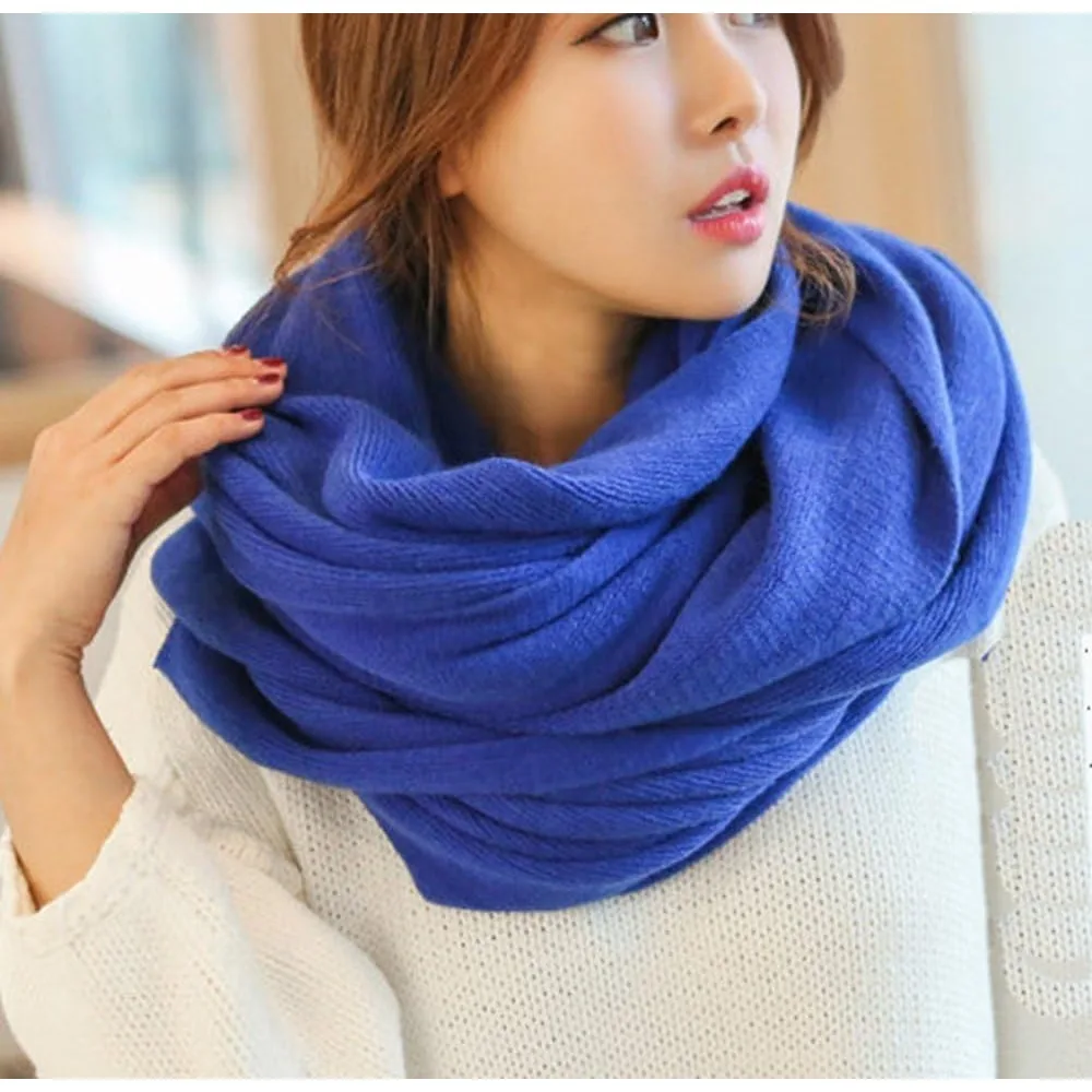 Womens Warm Winter Infinity Scarves Set Blanket Scarf Pure Color