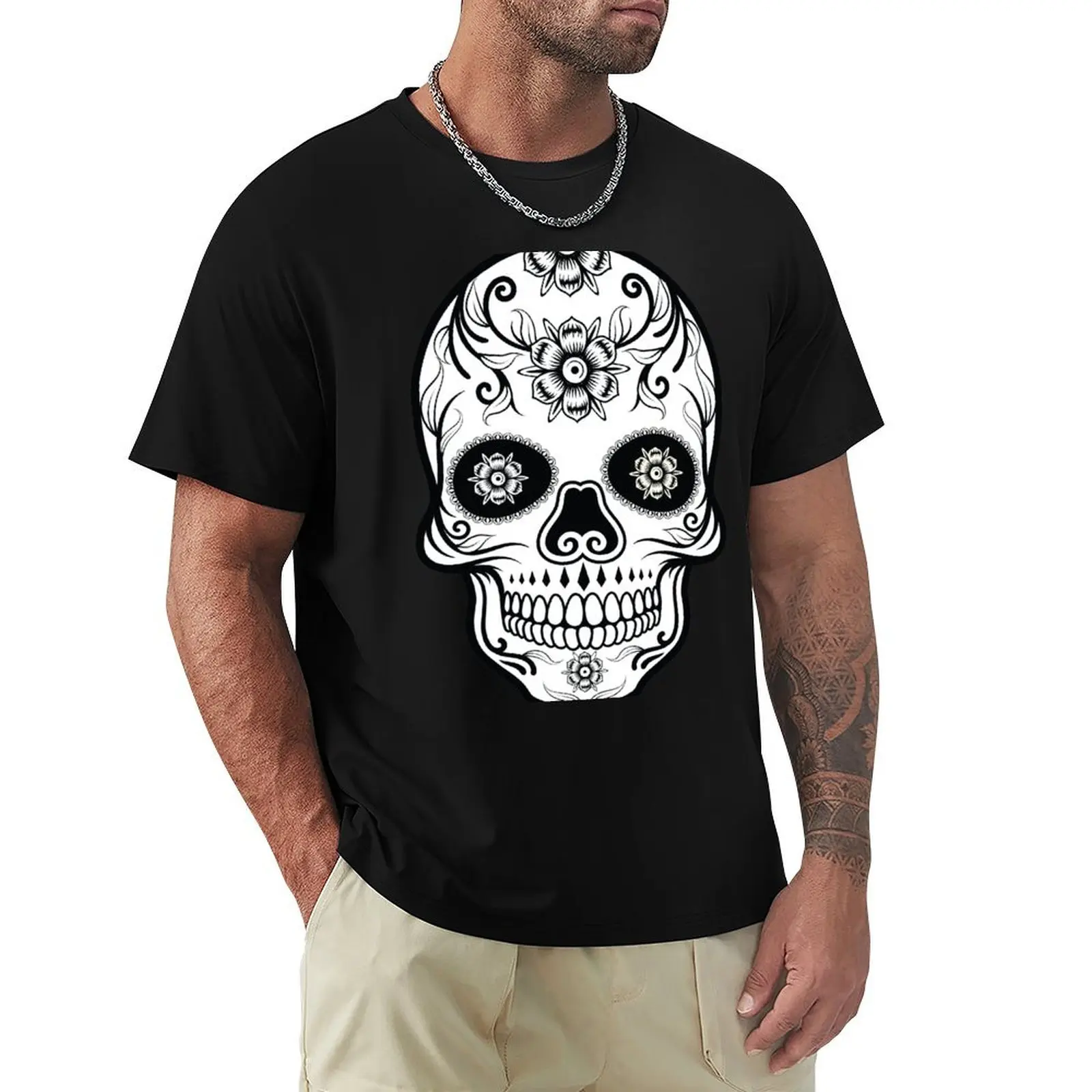 

Skull Black T-Shirt Casual Fashion Print Tee Top