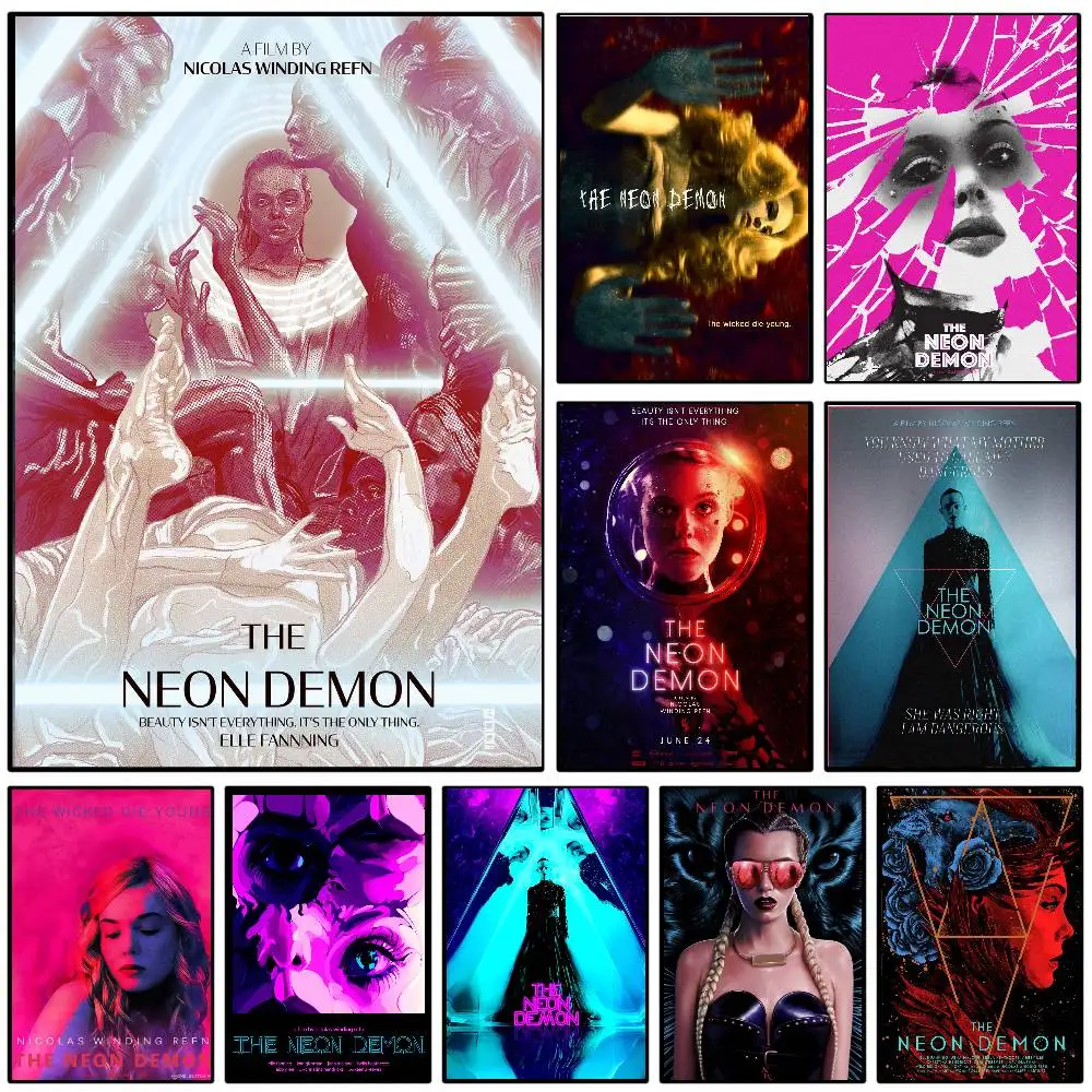 The N-Neon Demon Horror Movie Poster Art Sticky Wall Waterproof Home Living Room Bedroom Bar Aesthetic Decoration