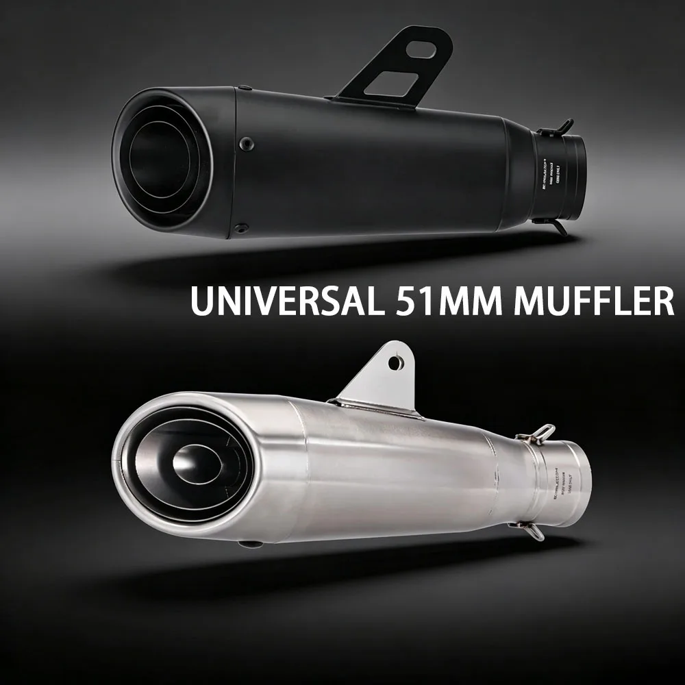 Motorcycle Exhaust Tail Tube Kit Universal 51MM Interface Muffler For R1 R3 CBR600RR R6 Ninja 400 Z800 Z900 Z1000 GSXR MT07 FZ09
