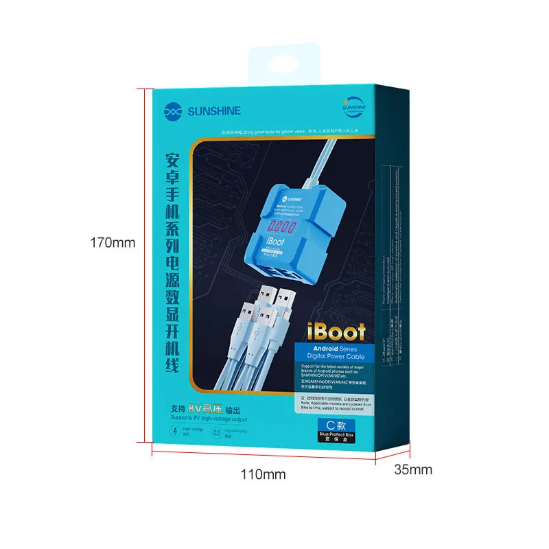 SUNSHINE iBoot C Digitales Stromkabel der Android-Handyserie, 8-V-Hochspannungsmanschette, geeignet für verschiedene Android-Telefonmodelle – Detail 13