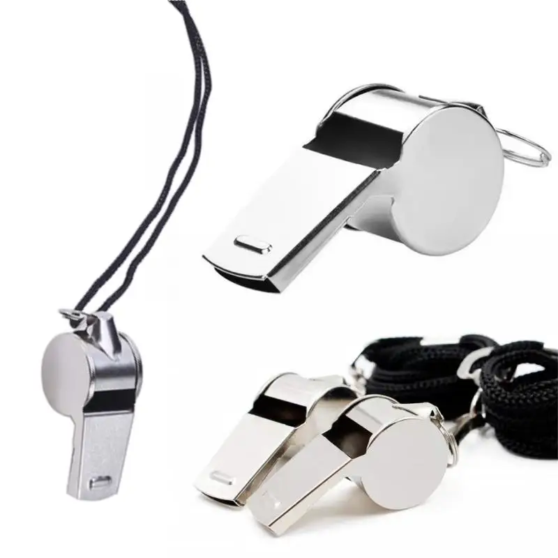 

Loud Metal Whistle Professional With Rope Sport Whistle Wear Resistant Portable Stainless Steel Whistles Referee 1-10pcs