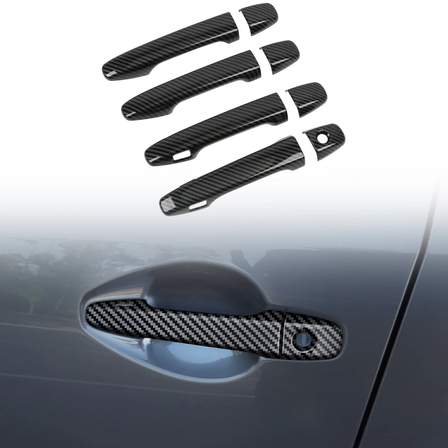 For Subaru Forester 2025 Carbon Black Exterior Side Door Handles Cover Trim ABS Car Accessories 8pcs