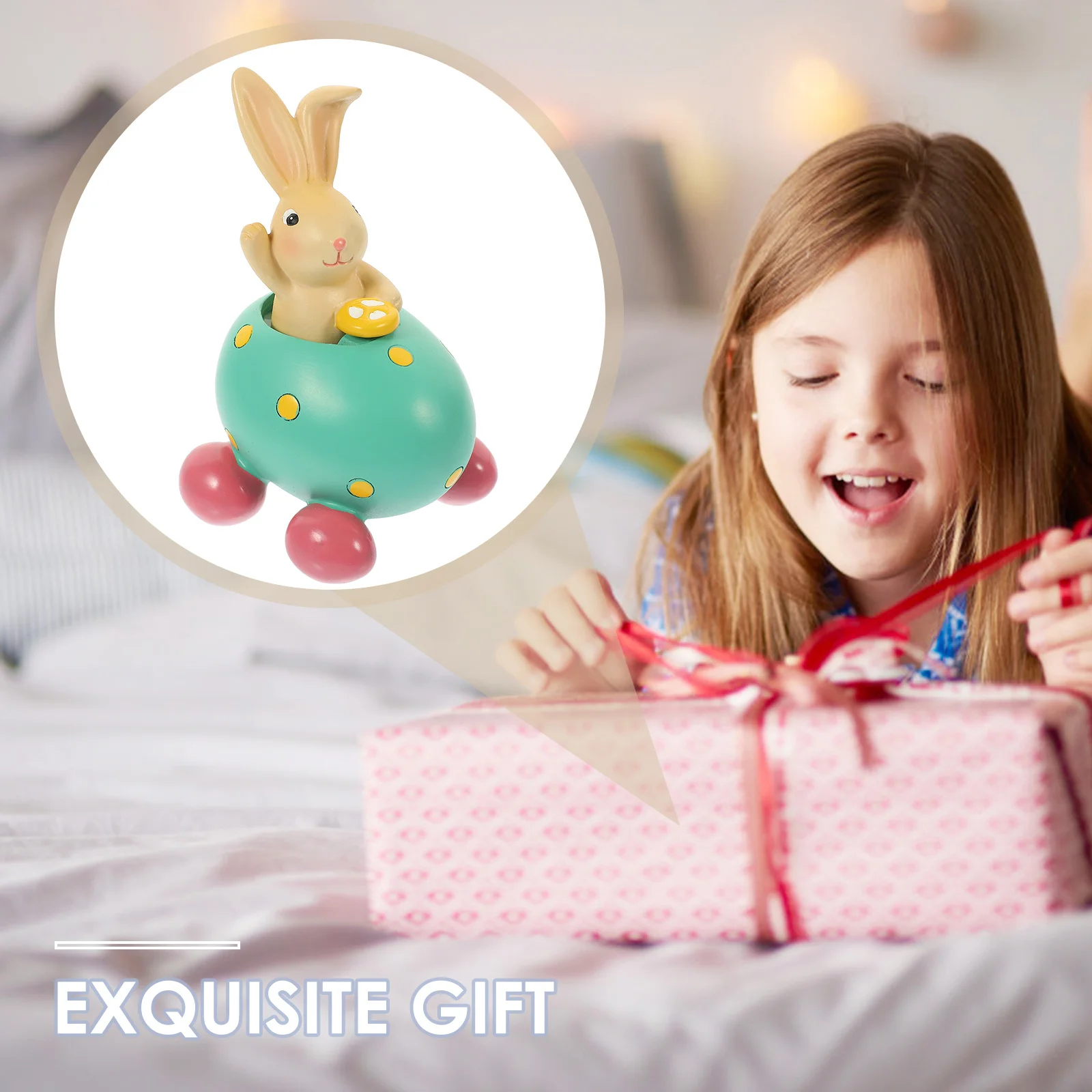 

Easter Rabbit in Egg Shape Resin Ornament Cute Bunny Decoration for Indoor Desktop Home Office Holiday Decor Rabbit Figurines