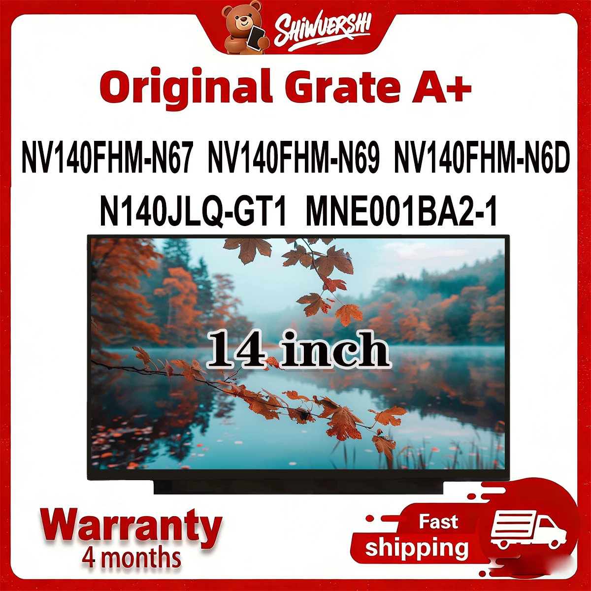 

Оригинальный новый A + 14-дюймовый тонкий ЖК-экран для ноутбука NV140FHM N67 NV140FHM N69 NV140FHM N6D N140JLQ GT1 MNE001BA2-1