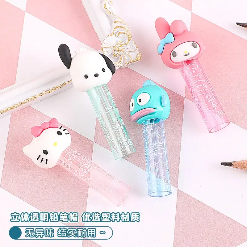 Hello Kitty Melody Pochacco Pen Cap Anime Cartoon Sanrio Hanton Pencil Set Student Pencil Protection Set Girls Pencil Cap