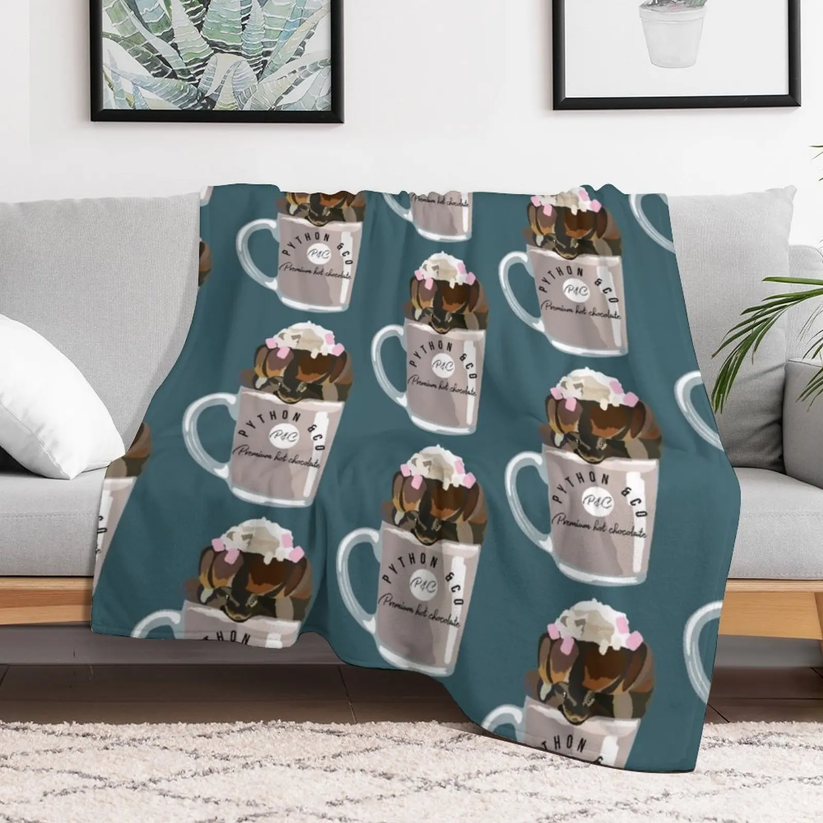 Ball Python Hot Chocolate Throw Blanket Personalized Gift Sofas Moving Polar Blankets