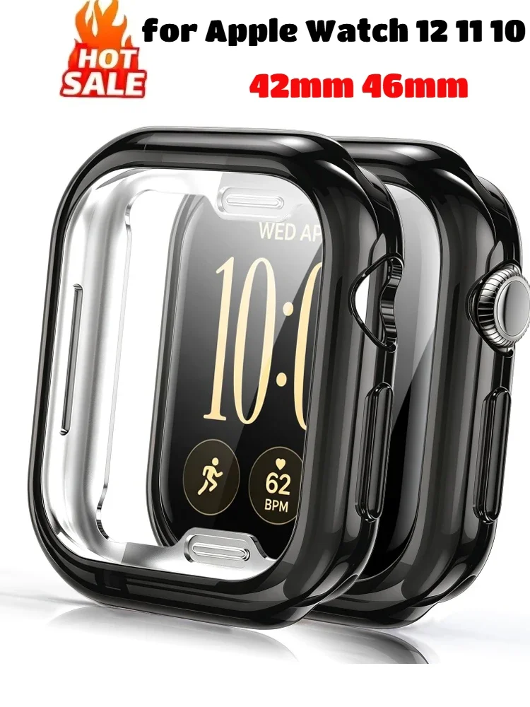TPU Cover for Apple Watch Case Series 12 11 10 9 8 7 6 41mm 45mm 42-40-44-46mm Screen Protector Accessories for Apple Watch Band
