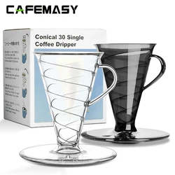 CAFEMASY Conical 30 Single Coffee Dripper 1-2Cups Hand Brew Coffee Filter Cup V30Funnel Drip Filter Cup Coffeeware Barista Tools