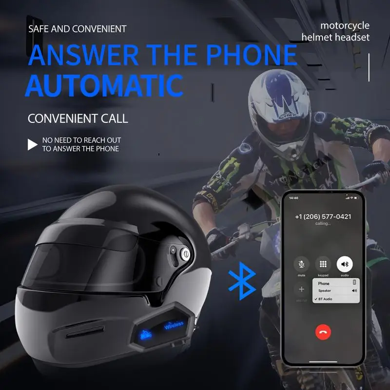 Motorcycle Blue-tooth Headset Wireless Waterproof Universal Motorbike Intercom Communication System With Noise Cancellation