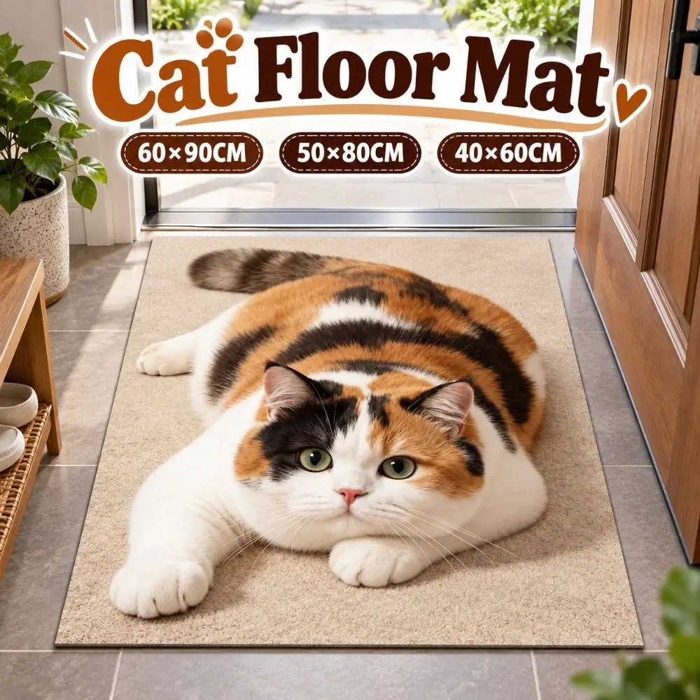 Diatomaceous Earth 3D Cat Floor Mat Realistic 40×60CM 50×80CM 60×90CM Bathroom Carpet Non-slip Washable Bedroom Door Rug