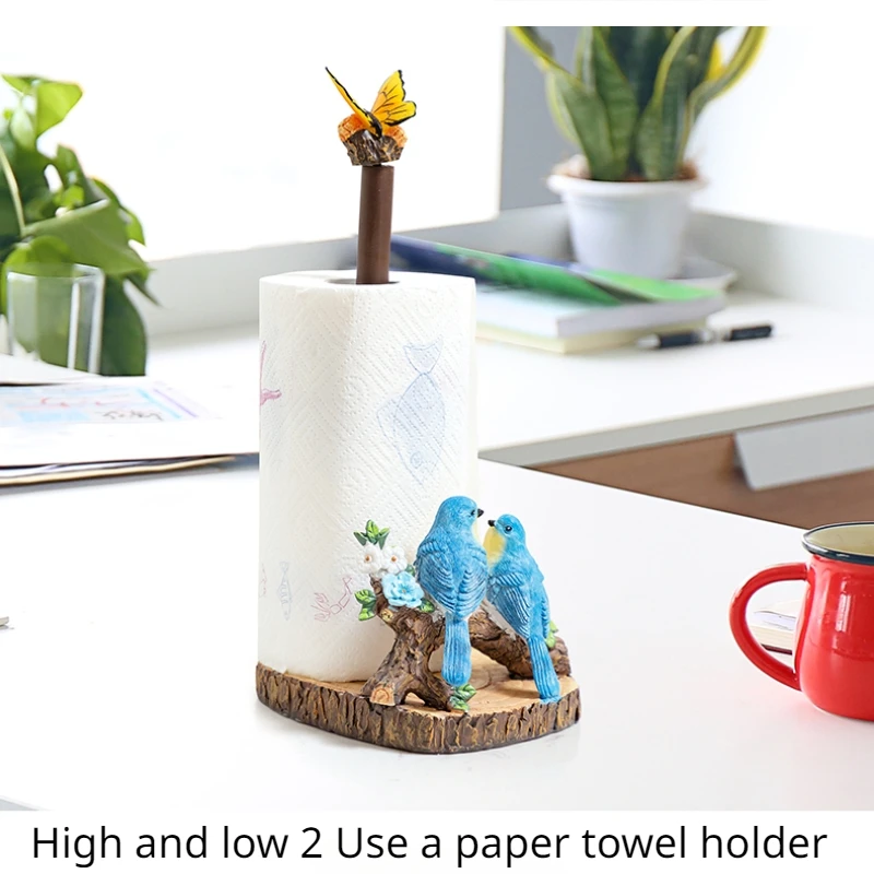 

European pastoral living room paper towel holder Roll Bluebird resin kitchen Home decor