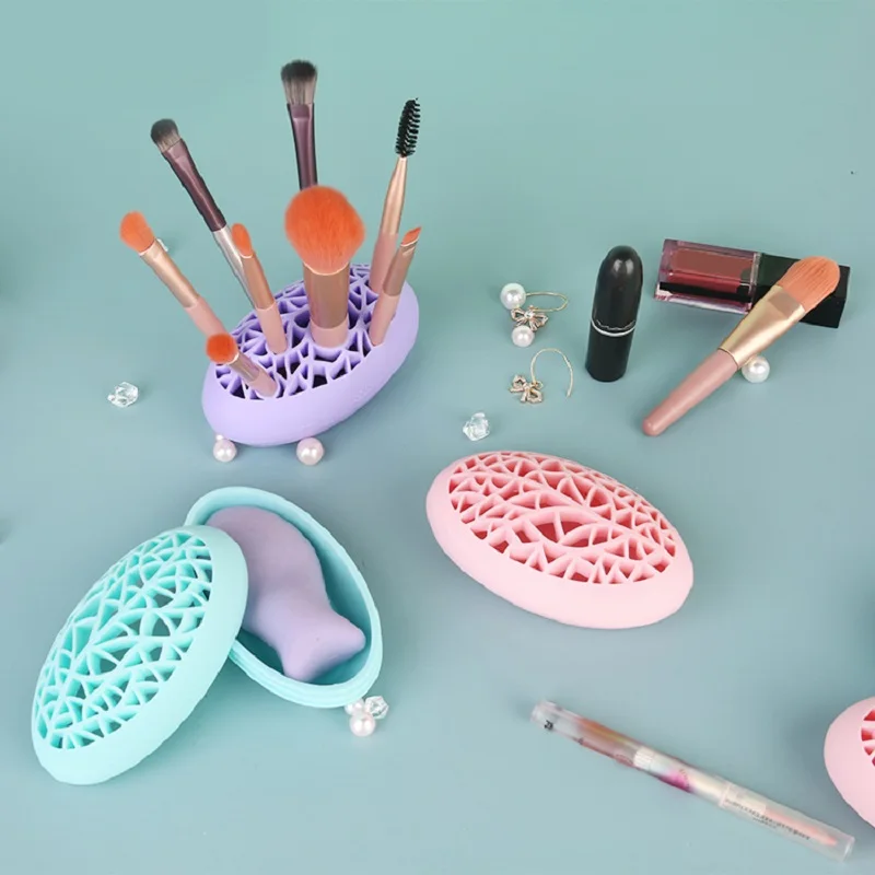 Support de rangement pour pinceaux de maquillage en silicone, étui pour rouge à lèvres, mascara, poudre bouffante, outil de beauté et outil de cosmétiques