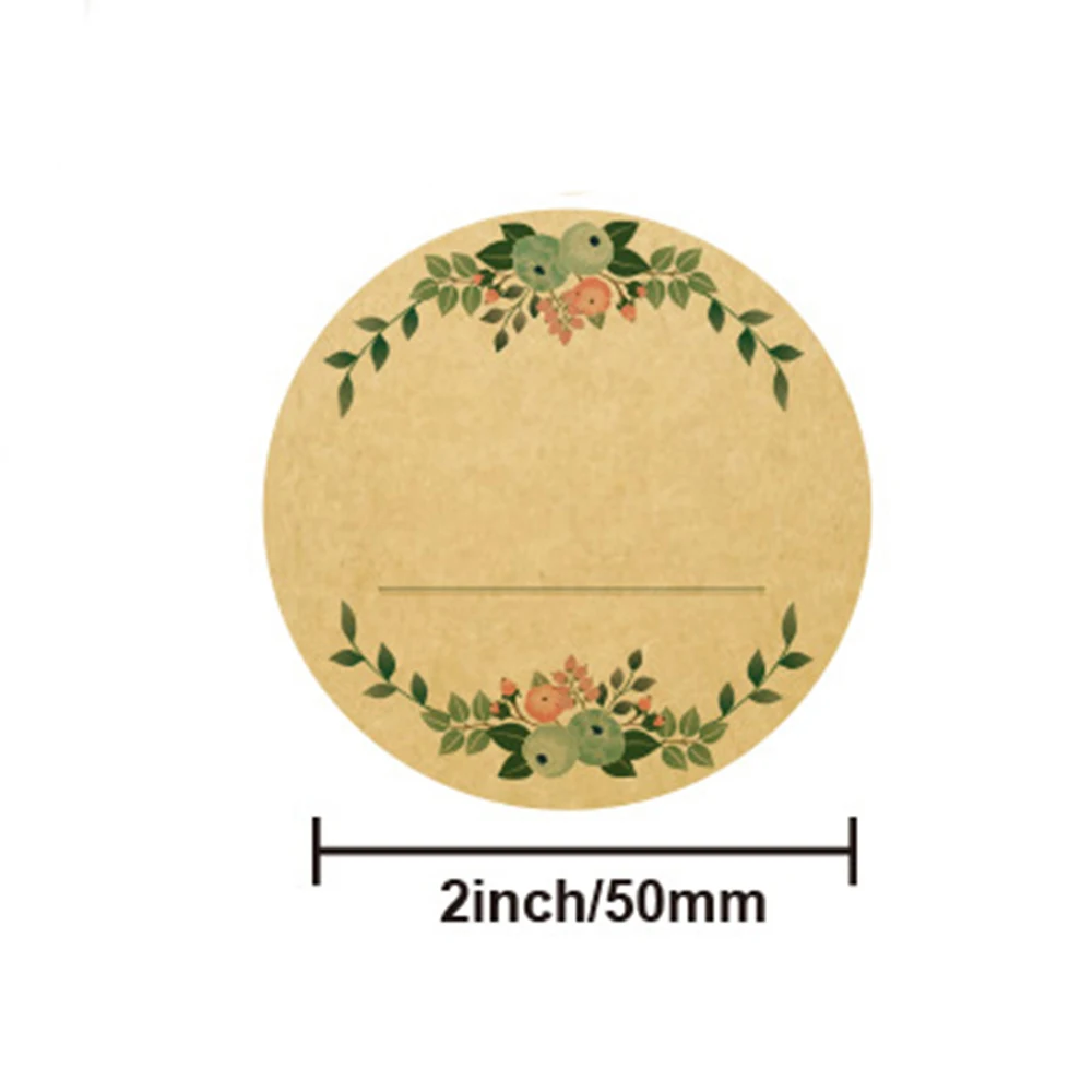 50-500Pcs 2 Inch 5cm Kraft Paper Flowers Thank You Label Stickers For Gift Card Package Party Wrapping Baking Small Business