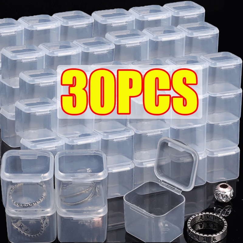 Mini Vierkante Plastic Opbergdoos Transparant Stofdicht Diy Sieraden Houder Pil Opslagtank Display Kleine Case Draagbare Container