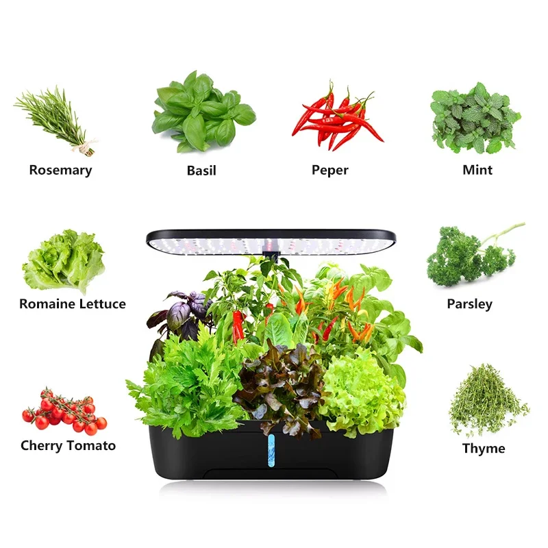 12 Pods Hydroponic Grow System Waterproof LED Grow Light for Indoor Plant